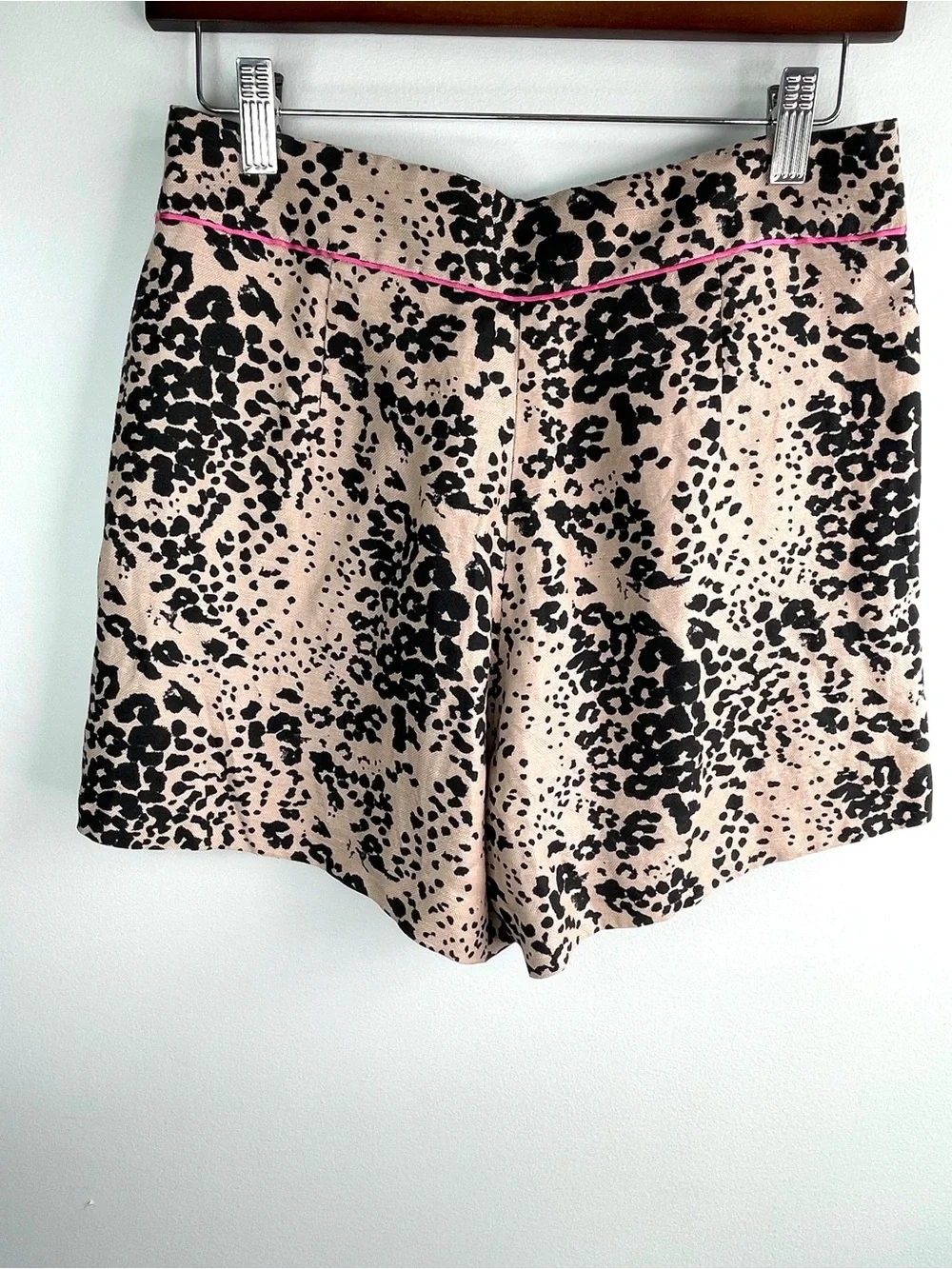 J. Crew Trousers Beige and Black Leopard Print High-Waist Shorts Size 6